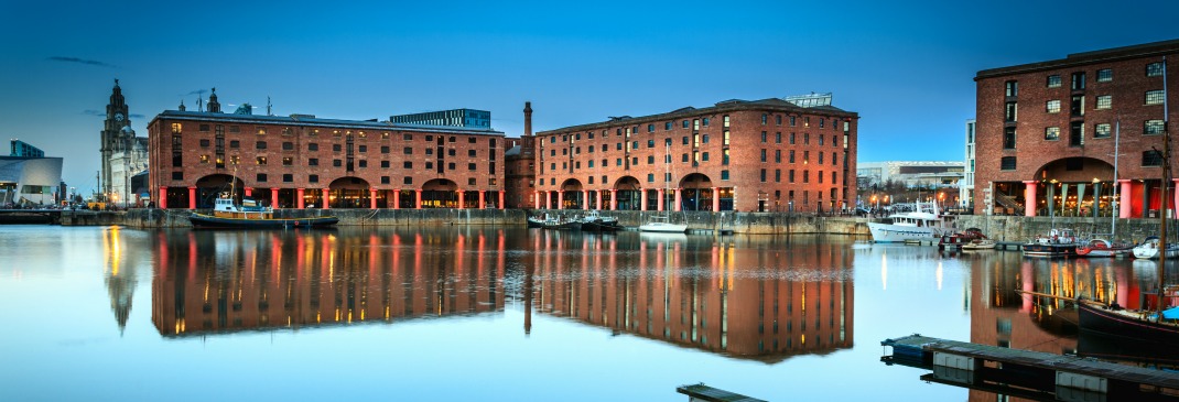 View of Liverpool waterfront at night