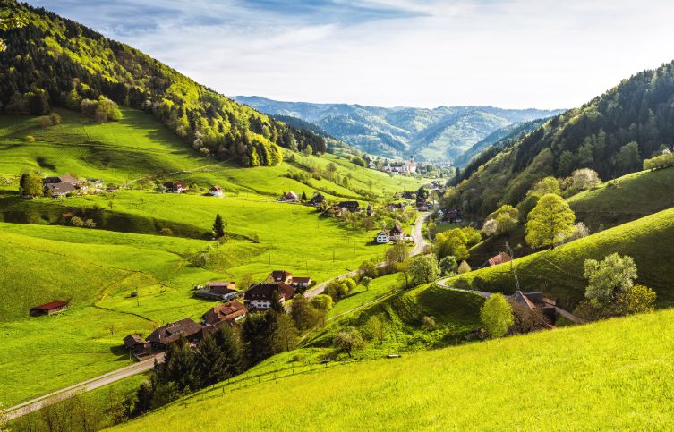 Grüne Täler im Schwarzwald.