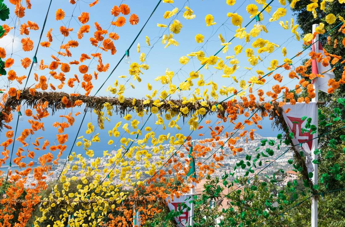 Blumenfest auf Madeira im Frühling.