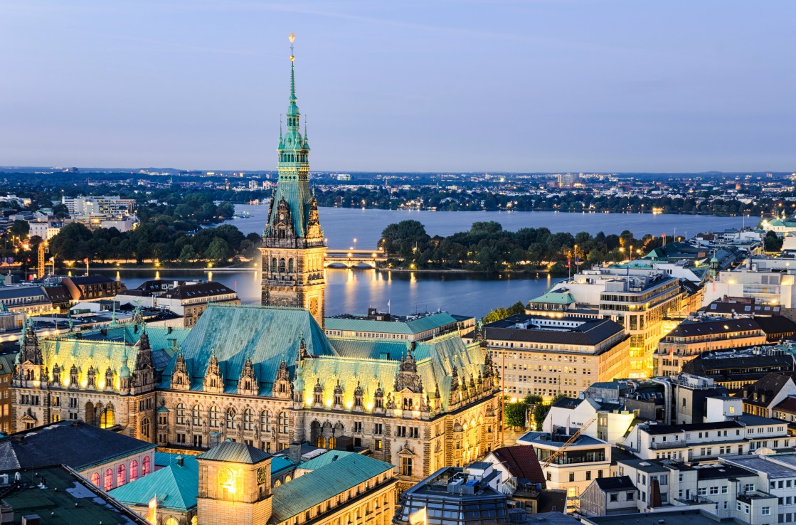 Hamburg Panorama am Abend