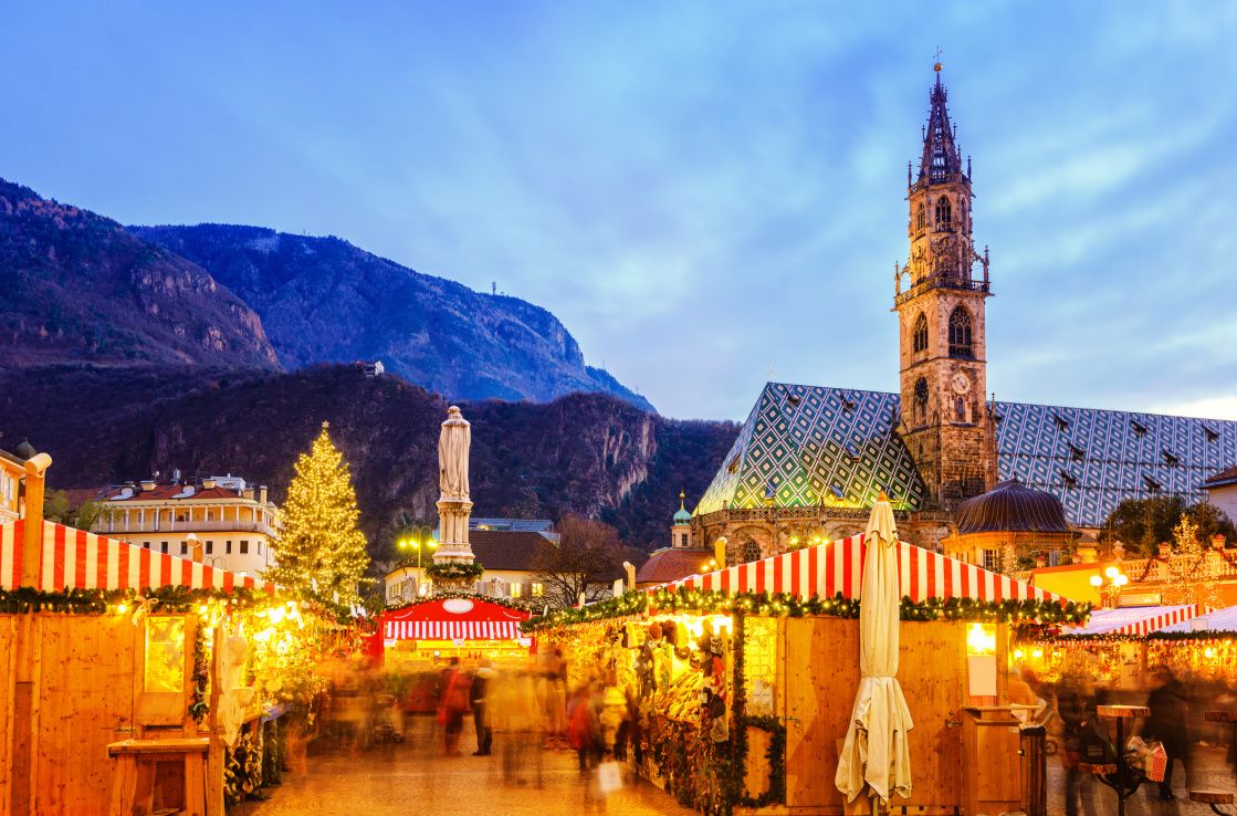 bolzano christmas market at night