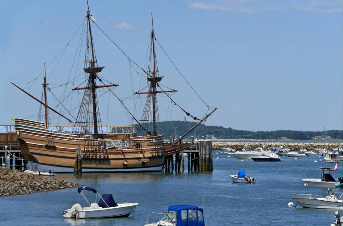 The Mayflower ship in port