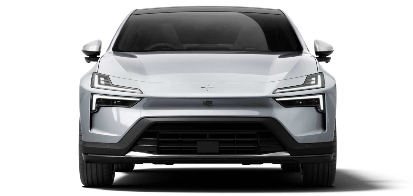 Visão frontal do carro elétrico polestar 4 da Hertz Portugal