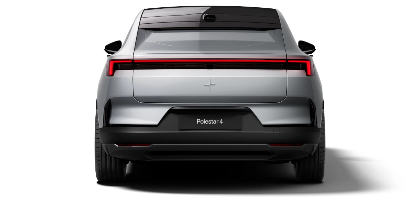 vista da traseira de um Polestar 4 branco da Hertz Portugal