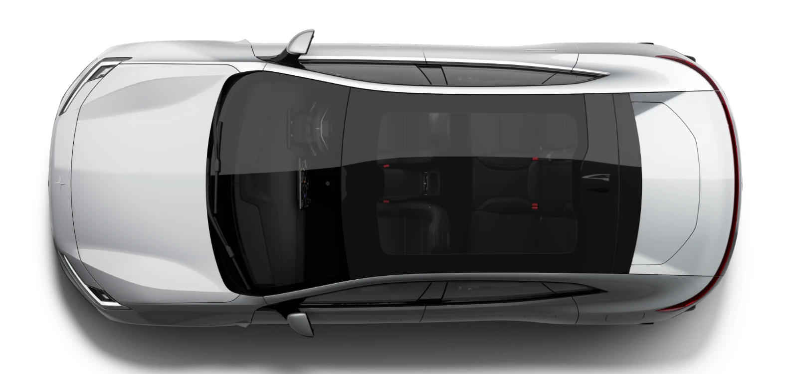 vista de cima de um Polestar 4 branco da Hertz Portugal