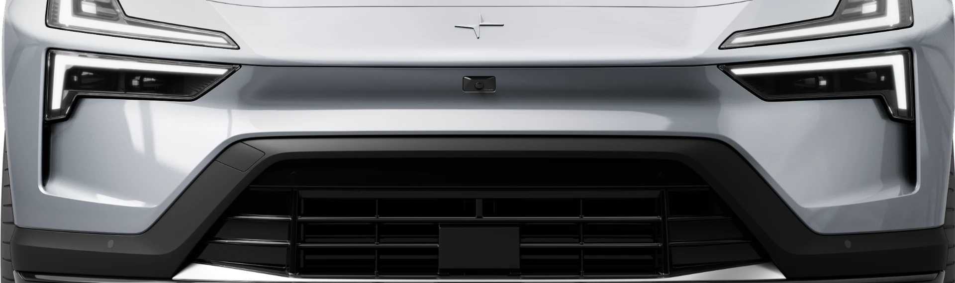 vista da frontal de um Polestar 4 branco da Hertz Portugal