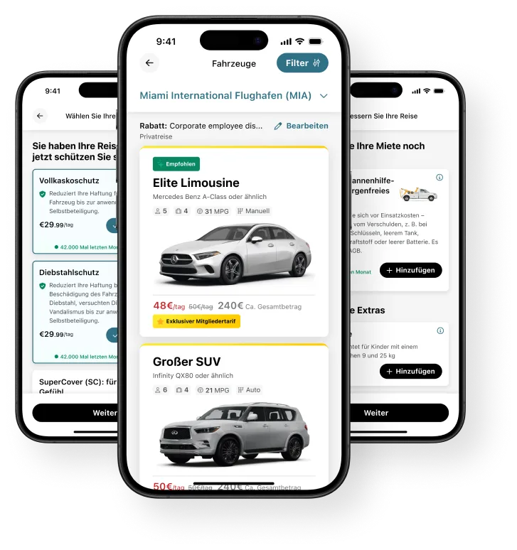 Buchung über die App Buchung über die Hertz-App