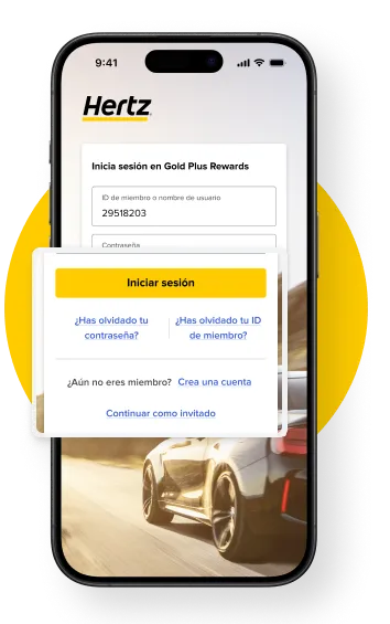 Inicio de sesión con un solo clic en la aplicación de alquiler de coches Hertz Inicio de sesión con un solo toque