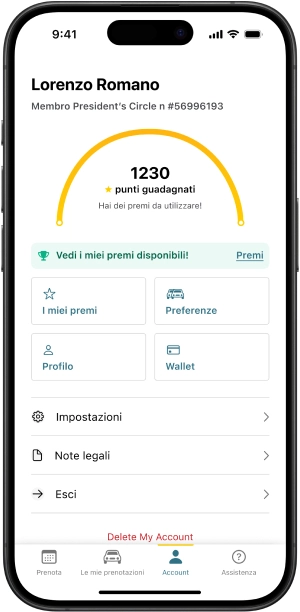Account app noleggio auto